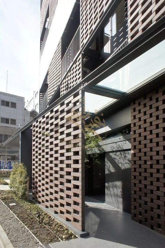 نمونه ای از طراحی نمای ساختمان با آجر
